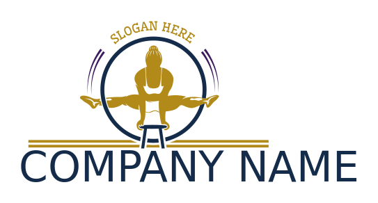 fitness logo gymnast on bar inside circle