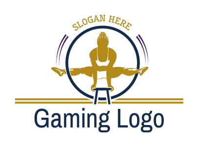 fitness logo gymnast on bar inside circle