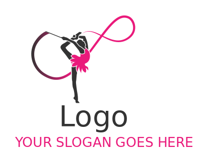 entertainment logo gymnastic girl with ribbons