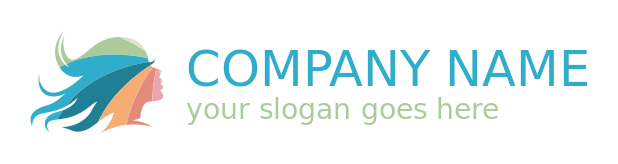 beauty logo woman with colorful flowing hair