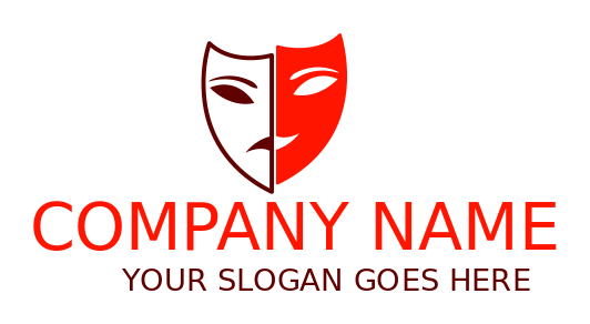 theater arts logo half acting masks 