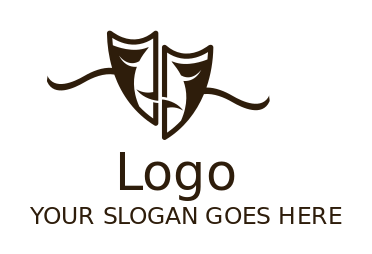 theater logo icon half actor masks merging