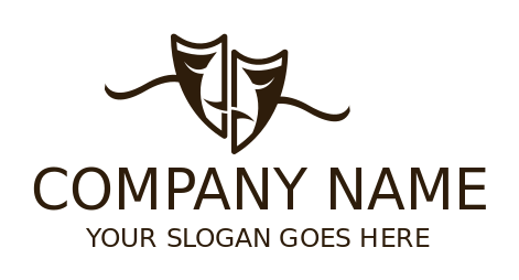 theater logo icon half actor masks merging