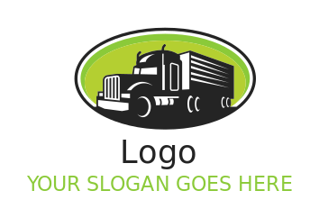 design a logistics logo half shade truck engine in oval