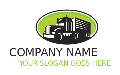 design a logistics logo half shade truck engine in oval