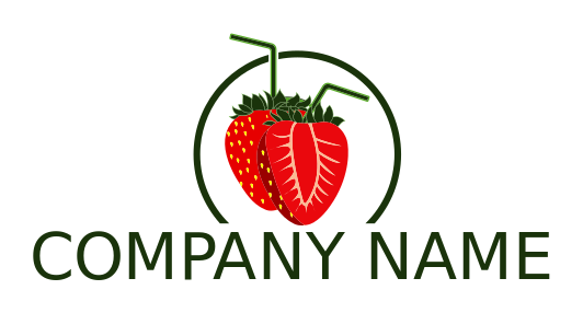 food logo maker strawberry slices with straws