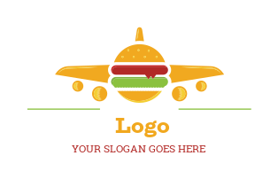 food logo airplane with hamburger as cockpit