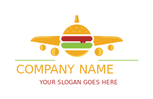 food logo airplane with hamburger as cockpit