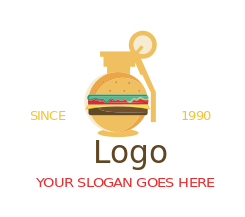 fast food logo icon hamburger in grenade vector
