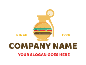 fast food logo icon hamburger in grenade vector