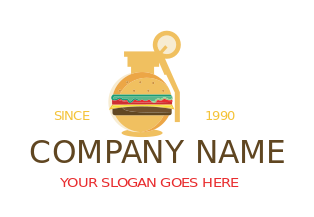 fast food logo icon hamburger in grenade vector