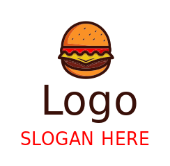 food logo hamburger with cheese and tomatoes