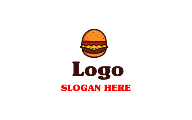 food logo hamburger with cheese and tomatoes