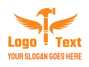 hardware store logo online hammer with wings