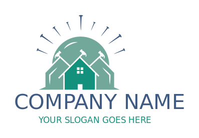 construction logo house with hammers and nails