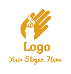 religious logo online hand and candle