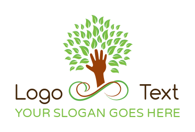 community logo abstract tree with hand as trunk 