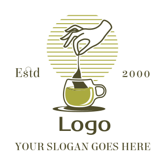 restaurant logo hand dipping matcha tea bag