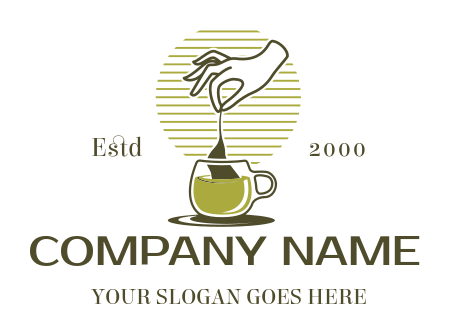 restaurant logo hand dipping matcha tea bag