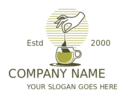 restaurant logo hand dipping matcha tea bag