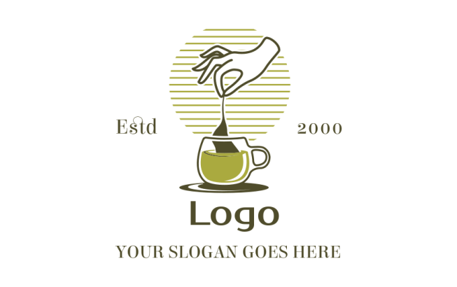 restaurant logo hand dipping matcha tea bag