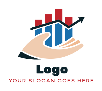 investment logo icon hand holding bar graphs