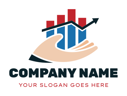 investment logo icon hand holding bar graphs