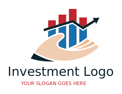 investment logo icon hand holding bar graphs