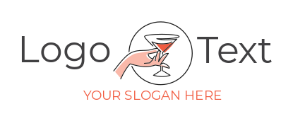 restaurant logo hand holding cocktail glass
