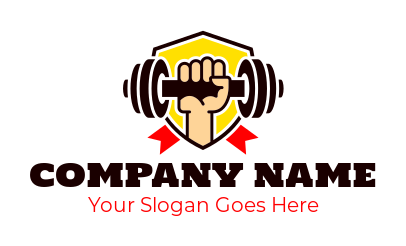 fitness center logo hand holding dumbbell