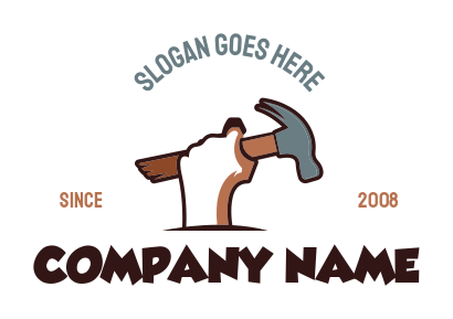 handyman logo template hand holding hammer