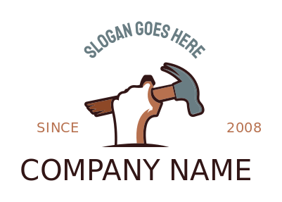 handyman logo template hand holding hammer
