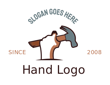 handyman logo template hand holding hammer