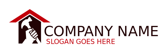 home remodeling icon hand with hammer in house 