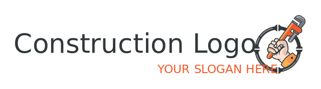 handyman logo hand with wrench in circle pipes