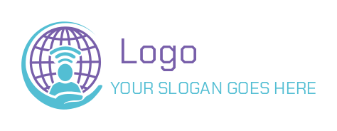 communication logo hand holding telemarketer