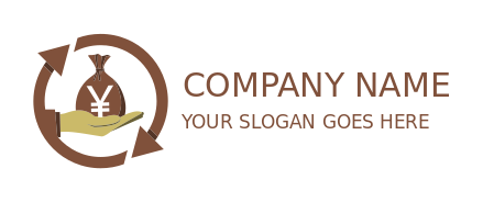 investment logo hand holding yen currency bag