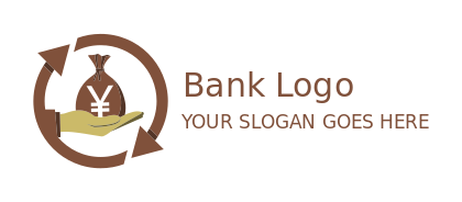 investment logo hand holding yen currency bag