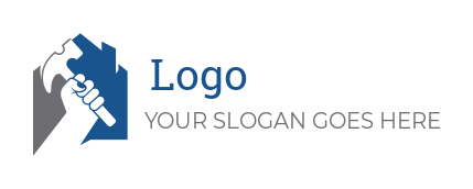 construction logo hand with hammer in the home