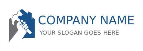 construction logo hand with hammer in the home