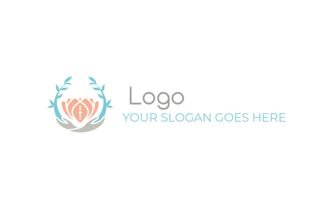 make a spa logo hands holding lotus flower