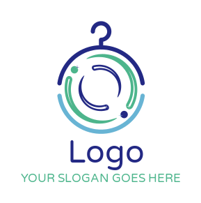 drycleaning shop logo hanger forming circles