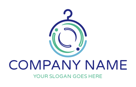 drycleaning shop logo hanger forming circles