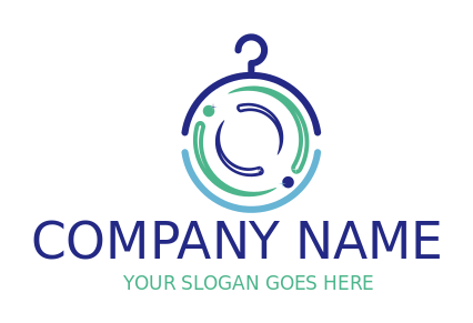 drycleaning shop logo hanger forming circles