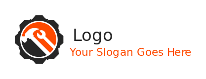 hardware hammer and wrench inside gear creator Logo Template by