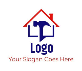 handyman logo hardware hammer inside house