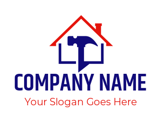 handyman logo hardware hammer inside house