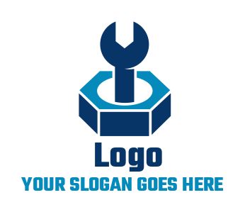 handyman logo maker hardware wrench inside nut