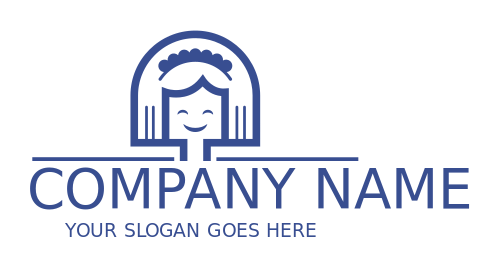 cleaning logo image maid face smiling in broom