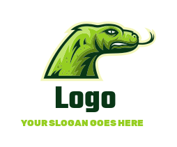 animal logo head of reptile sticking tongue out